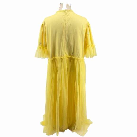 Yellow Embroidered Tulle Dress - Picture 2 of 9